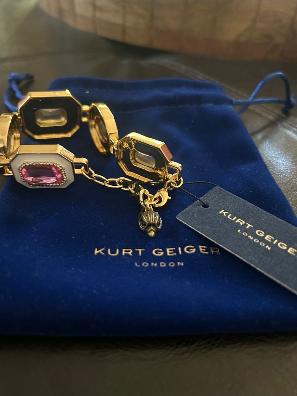 Kurt Geiger Gold-Tone Bracelet with Pink, Green, and Purple Stones - Picture 9 of 9